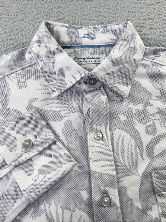 Tommy Bahama Other - Tommy Bahama The San Lucio Stretch Shirt Mens M White Gray Islandzone Tropical